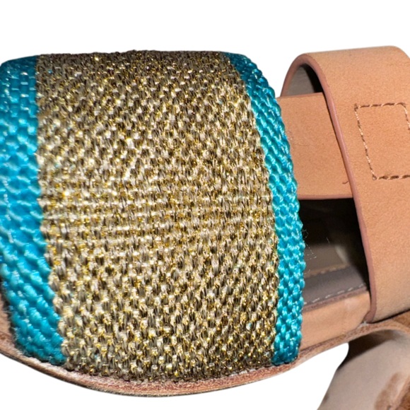 Designer Donald J. Pliner gold teal leather heels women’s size 8.5 - Picture 8 of 15